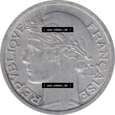 Münze Frankreich Umlaufmünzen Sammlung in PNG 1941-1959, 1 Francs, Franken 1958-01 (6) - Digitales Münzen-Bildmaterial einer französischen Francs Münze aus... Sammlung