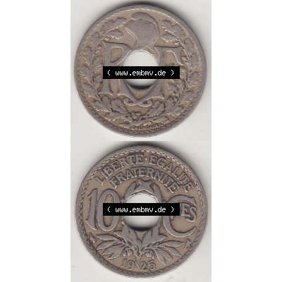 Münze Frankreich Umlaufmünzen Sammlung in PNG 1917-1938, 10 Centimes - Cmes 1925 (4) - Digitales Münzen-Bildmaterial einer französischen Francs Münze aus Frankreich... Sammlung