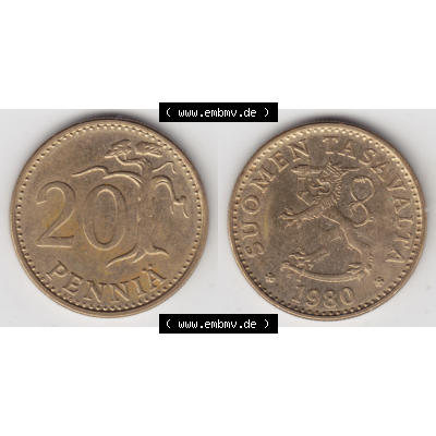 Münze Finnland / SUOMI Umlaufmünzen Sammlung in PNG 1963-1990, 20 Penniä (3) - Digital Münzen-Bildmaterial einer Münze aus Finnland in farbige mit einen Scanner... Sammlung