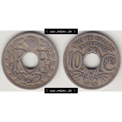 Münze Frankreich Umlaufmünzen Sammlung in PNG 1917-1938, 10 Centimes - Cmes 1925 (3) - Digitales Münzen-Bildmaterial einer französischen Francs Münze aus Frankreich... Sammlung