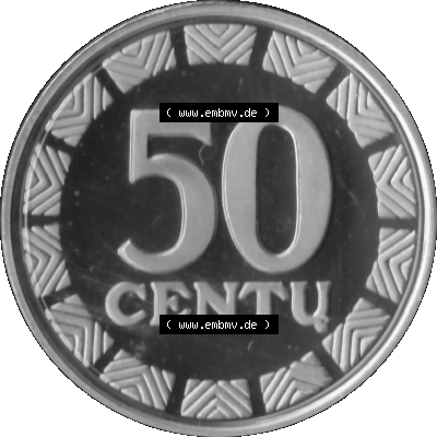 Alte Münze Litauen Kursmünzensatz 1997-2014, 50 Centu 2003-01 Graustufen. Rückseite mit Motiv der Münze in Graustufen der KMS-Münze von 2003 auf einen digitalen PNG-Bild... Sammlung