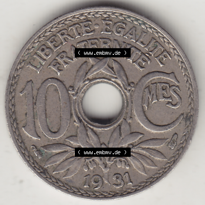 Münze Frankreich Umlaufmünzen Sammlung in PNG 1917-1938, 10 Centimes, 10 CMES EGALITÉ FRATERNITÉ LIBERTÉ 1931-1 (2) - Digitales Münzen-Bildmaterial... Sammlung