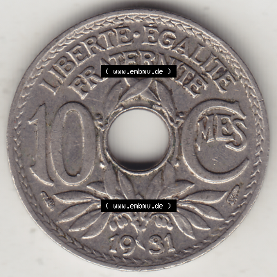 Münze Frankreich Umlaufmünzen Sammlung in PNG 1917-1938, 10 Centimes, 10 CMES EGALITÉ FRATERNITÉ LIBERTÉ 1931-2 (2) - Digitales Münzen-Bildmaterial... Sammlung