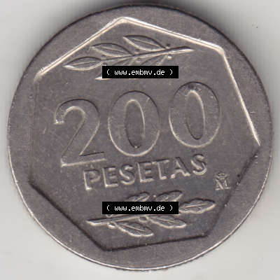 Münze Spanien / España Umlaufmünzen Sammlung in PNG 1986-1988, 200 Pesetas - Peseten 1986 (1) - Digitales Münzen-Bildmaterial einer spanischen Münze aus Spanien... Sammlung