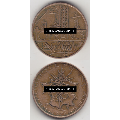 Münze Frankreich Umlaufmünzen Sammlung in PNG 1974-1987, 10 Franken-Francs 1976 (4) - Digitales Münzen-Bildmaterial einer französischen Francs Münze aus Frankreich... Sammlung