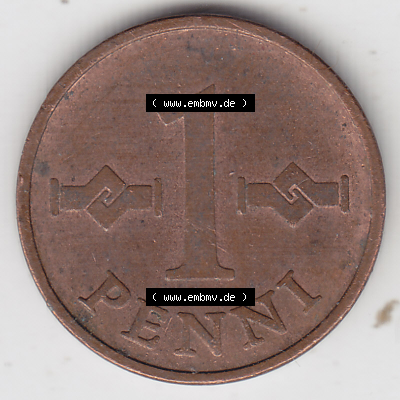 Münze Finnland / SUOMI Umlaufmünzen Sammlung in PNG 1963-1969, 1 Penni (1) - Digital Münzen-Bildmaterial einer Münze aus Finnland in farbige mit einen Scanner erstellten... Sammlung