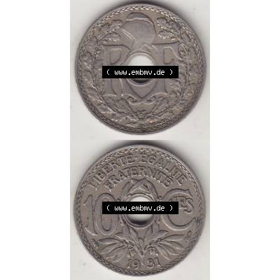 Münze Frankreich Umlaufmünzen Sammlung in PNG 1917-1938, 10 Centimes, 10 CMES EGALITÉ FRATERNITÉ LIBERTÉ 1931-1 (4) - Digitales Münzen-Bildmaterial... Sammlung