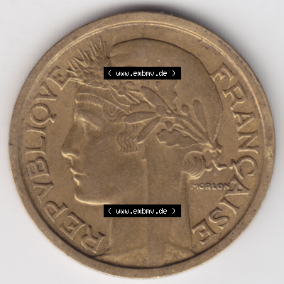 Münze Frankreich Umlaufmünzen Sammlung in PNG 1931-1941, 1 Francs, Franken 1938 (2) - Digitales Münzen-Bildmaterial einer französischen Francs Münze aus Frankreich... Sammlung