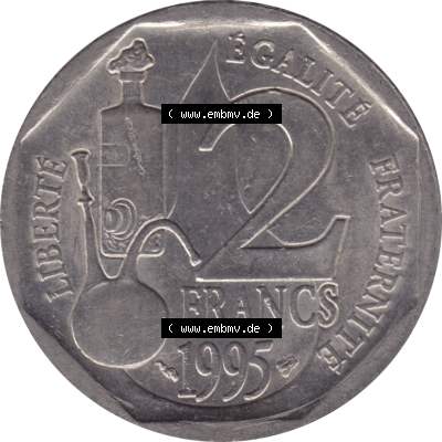 Münze Frankreich Umlaufmünzen Sammlung in PNG 1995-1995, 2 France Louis Rasteur 1995-01 (5) - Digitales Münzen-Bildmaterial einer französischen Francs Münze aus... Sammlung