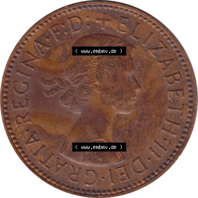 Münzen Großbritannien Umlaufmünzen Sammlung in PNG Großbritannien 1954-1970, Half Penny, Halber Pence 1965-02, Elisabeth II. (5) - Digitales Münzen-Bildmaterial... Sammlung