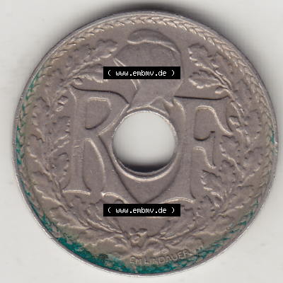 Münze Frankreich Umlaufmünzen Sammlung in PNG 1917-1937, 25 Cmes, Centimes 1932-1 LIBERTE EGALITE FRATERNITE (1) - Digitales Münzen-Bildmaterial einer französischen... Sammlung