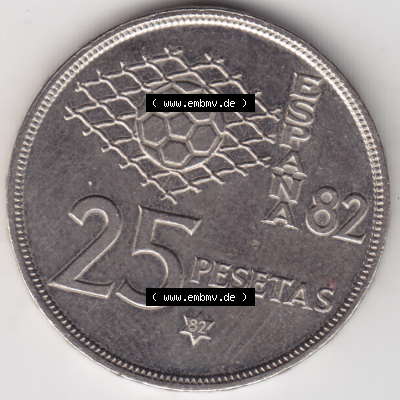 Münze Spanien / España Umlaufmünzen Sammlung in PNG 1980-1982, 25 Pesetas - Peseten 1982 (1) - Digitales Münzen-Bildmaterial einer spanischen Münze aus Spanien... Sammlung