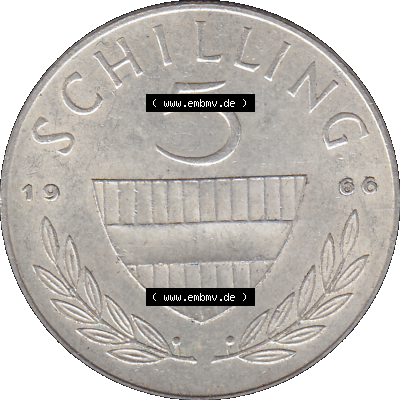 Alte Münze 5 / Fünf Schilling Österreich in original Farbgebung von Scanner transparenten PNG 1960-1968, 5 Fünf Schilling 1966-01, 5,20 Gramm 640er Silber,... Sammlung