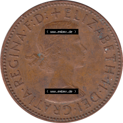 Münzen Großbritannien Umlaufmünzen Sammlung in PNG Großbritannien 1954-1970, Half Penny, Halber Pence 1965-03, Elisabeth II. (5) - Digitales Münzen-Bildmaterial... Sammlung