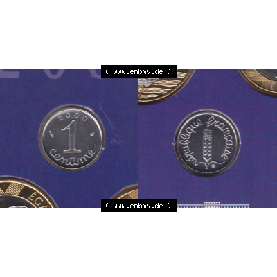Münze Frankreich Umlaufmünzen Sammlung in PNG 2000, 1 Centime (3) - Digitales Münzen-Bildmaterial einer französischen Francs Münze aus Frankreich in farbige mit... Sammlung