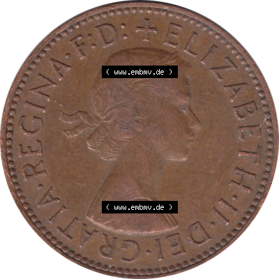 Münzen Großbritannien Umlaufmünzen Sammlung in PNG Großbritannien 1954-1970, Half Penny, Halber Pence 1964-02, Elisabeth II. (5) - Digitales Münzen-Bildmaterial... Sammlung
