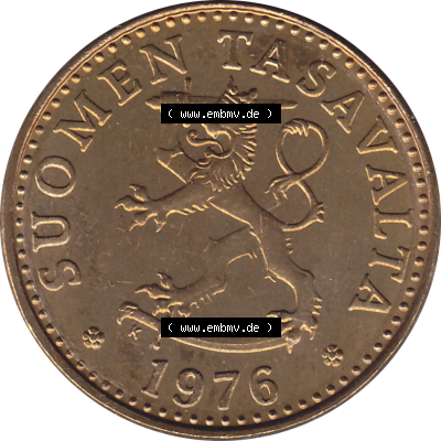 Münze Finnland / SUOMI Umlaufmünzen Sammlung in PNG 1963-1990, 20 Penny Penniä 1976-1, SUOMEN TASAVALTA (5) - Digital Münzen-Bildmaterial einer Münze... Sammlung