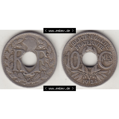 Münze Frankreich Umlaufmünzen Sammlung in PNG 1917-1938, 10 Centimes, 10 CMES EGALITÉ FRATERNITÉ LIBERTÉ 1924-1 (3) - Digitales Münzen-Bildmaterial... Sammlung