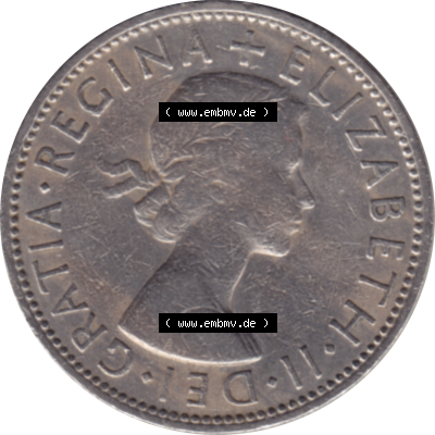 Münzen Großbritannien Umlaufmünzen Sammlung in PNG Großbritannien 1954-1970, 2 Schilling-Florin, Two Shillings, 1961-04 ELIZABETH II DEI GRATIA REGINA (5)... Sammlung