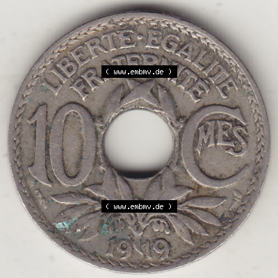 Münze Frankreich Umlaufmünzen Sammlung in PNG 1917-1938, 10 Centimes, 10 CMES EGALITÉ FRATERNITÉ LIBERTÉ 1919-2 (2) - Digitales Münzen-Bildmaterial... Sammlung