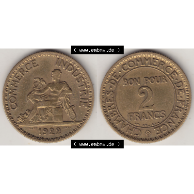 Münze Frankreich Umlaufmünzen Sammlung in PNG 1920-1927, 2 Francs - Franken 1922-1 (3) - Digitales Münzen-Bildmaterial einer französischen Francs Münze aus Frankreich... Sammlung