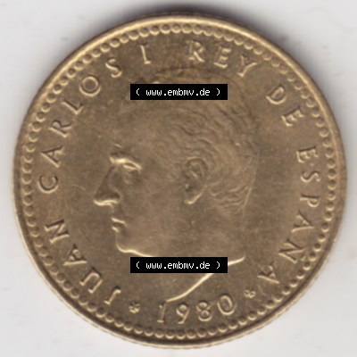 Münze Spanien / España Umlaufmünzen Sammlung in PNG 1980-1980, 1 Pesete (2) - Digitales Münzen-Bildmaterial einer spanischen Münze aus Spanien in farbige... Sammlung