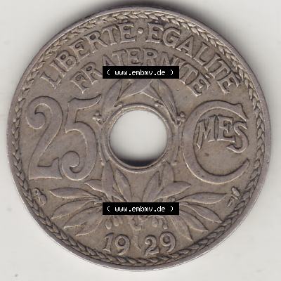 Münze Frankreich Umlaufmünzen Sammlung in PNG 1917-1937, 25 Cmes, Centimes 1929-1 LIBERTE EGALITE FRATERNITE (2) - Digitales Münzen-Bildmaterial einer französischen... Sammlung