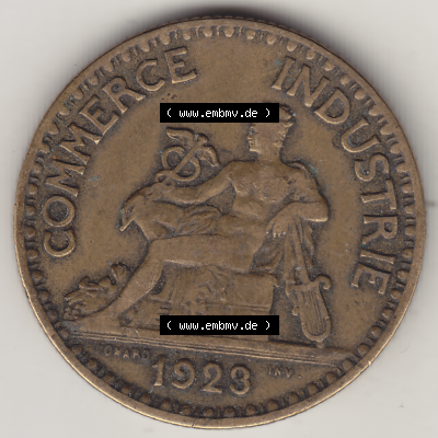 Münze Frankreich Umlaufmünzen Sammlung in PNG 1920-1927, 2 Francs - Franken 1923 (1) - Digitales Münzen-Bildmaterial einer französischen Francs Münze aus Frankreich... Sammlung