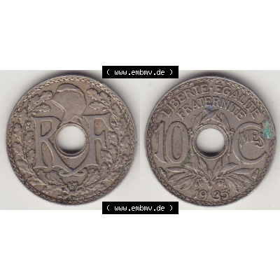 Münze Frankreich Umlaufmünzen Sammlung in PNG 1917-1938, 10 Centimes - Cmes 1935-3 (3) - Digitales Münzen-Bildmaterial einer französischen Francs Münze aus Frankreich... Sammlung