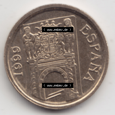 Münze Spanien / España Umlaufmünzen Sammlung in PNG 1999-1999, 5 Peseten (2) - Digitales Münzen-Bildmaterial einer spanischen Münze aus Spanien in farbige... Sammlung