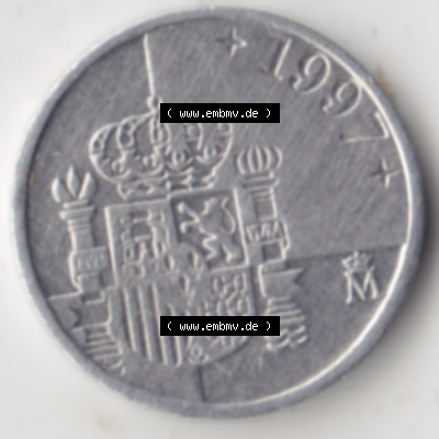 Münze Spanien / España Umlaufmünzen Sammlung in PNG 1989-2001, 1 Pesete 1997 (1) - Digitales Münzen-Bildmaterial einer spanischen Münze aus Spanien in farbige... Sammlung