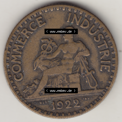 Münze Frankreich Umlaufmünzen Sammlung in PNG 1920-1927, 2 Francs - Franken 1922-2 (1) - Digitales Münzen-Bildmaterial einer französischen Francs Münze aus Frankreich... Sammlung