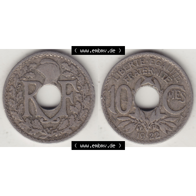 Münze Frankreich Umlaufmünzen Sammlung in PNG 1917-1938, 10 Centimes, 10 CMES EGALITÉ FRATERNITÉ LIBERTÉ 1922-1 (3) - Digitales Münzen-Bildmaterial... Sammlung