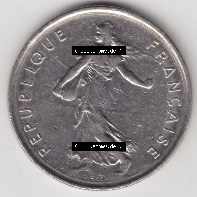 Münze Frankreich Umlaufmünzen Sammlung in PNG 1970-2001, 5 Francs Liberte Egalite Fraternite (2) - Digitales Münzen-Bildmaterial einer französischen Francs Münze... Sammlung