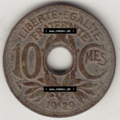 Münze Frankreich Umlaufmünzen Sammlung in PNG 1917-1938, 10 Centimes, 10 CMES EGALITÉ FRATERNITÉ LIBERTÉ 1929-1 (2) - Digitales Münzen-Bildmaterial... Sammlung