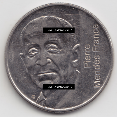 Münze Frankreich Umlaufmünzen Sammlung in PNG 1992-1992, 000500. 5 Francs Franken in Nickel (3) - Digitales Münzen-Bildmaterial einer französischen Francs Münze... Sammlung