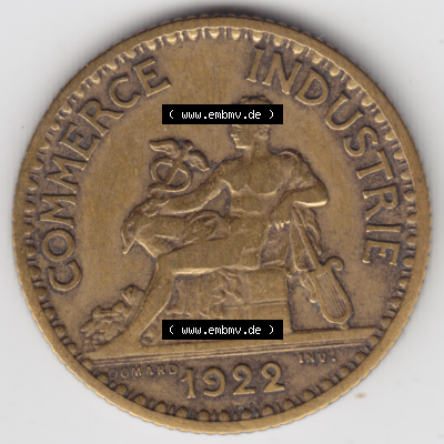 Münze Frankreich Umlaufmünzen Sammlung in PNG 1920-1927, 1 Francs, Franken 1922 (2) - Digitales Münzen-Bildmaterial einer französischen Francs Münze aus Frankreich... Sammlung