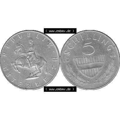 Alte Münze 5 / Fünf Schilling Österreich in s/w Schwarzweiß bzw. Graustufen Farbgebung von Scanner transparenten PNG 1960-1968, 5 Fünf Schilling 1962-01,... Sammlung