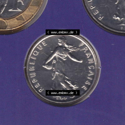 Münze Frankreich Umlaufmünzen Sammlung in PNG 2000, 0,50 Francs (2) - Digitales Münzen-Bildmaterial einer französischen Francs Münze aus Frankreich in farbige... Sammlung