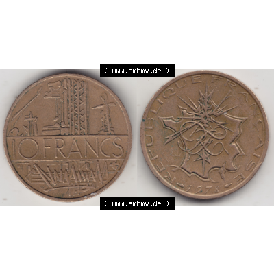 Münze Frankreich Umlaufmünzen Sammlung in PNG 1974-1987, 10 Franken-Francs 1978 I. (3) - Digitales Münzen-Bildmaterial einer französischen Francs Münze aus... Sammlung