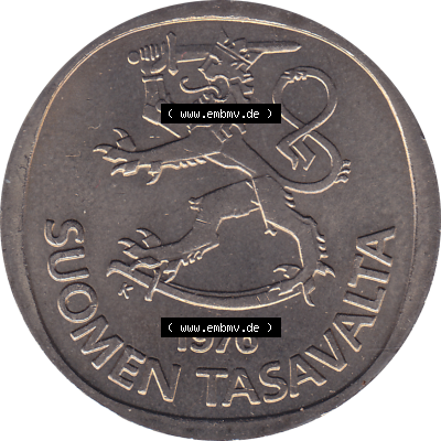 Münze Finnland / SUOMI Umlaufmünzen Sammlung in PNG 1969-1993, 1 Finnische Mark, Markka 1976 (Stück 1), SUOMEN TASAVALTA (5)... Sammlung