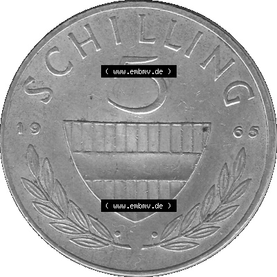 5 / Fünf Schilling Österreich in s/w Schwarzweiß bzw. Graustufen Farbgebung von Scanner transparenten PNG 1960-1968, 5 Fünf... Sammlung