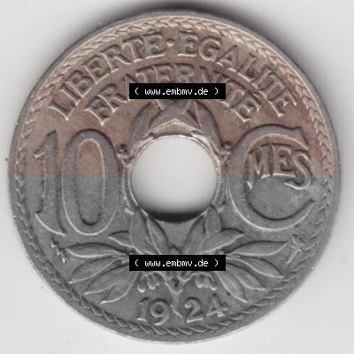 Münze Frankreich Umlaufmünzen Sammlung in PNG 1917-1938, 10 Centimes, Cent 1924 (1) - Digitales Münzen-Bildmaterial einer französischen... Sammlung