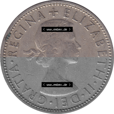Münzen Großbritannien Umlaufmünzen Sammlung in PNG Großbritannien 1954-1970, 2 Schilling-Florin, Two Shillings, 1961 (Stück... Sammlung