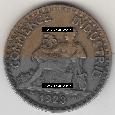 Münze Frankreich Umlaufmünzen Sammlung in PNG 1920-1927, 2 Francs - Franken 1923 (1) - Digitales Münzen-Bildmaterial einer... Sammlung