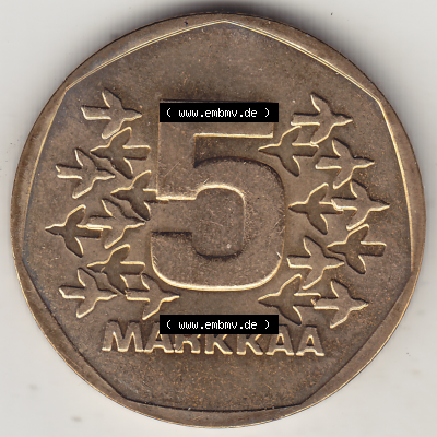 Münze Finnland / SUOMI Umlaufmünzen Sammlung in PNG 1972-1978, 5 finnische Mark, Markkaa, 1978 (Stück 1) (2) - Digital Münzen-Bildmaterial... Sammlung