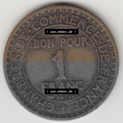 Münze Frankreich Umlaufmünzen Sammlung in PNG 1920-1927, 1 Franken BON POUR 1 FRANC 1924 (Stück 1) (2) - Digitales Münzen-Bildmaterial... Sammlung
