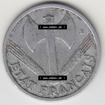 Münze Frankreich Umlaufmünzen Sammlung in PNG 1942-1944, 1 Franken - Francs 1943 (Stück 1) (1) - Digitales Münzen-Bildmaterial... Sammlung