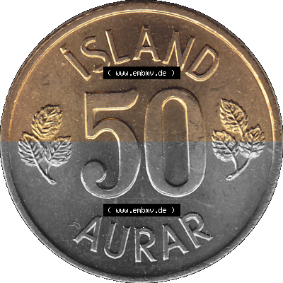 Island Umlaufmünze 1969-1974, 50 Aurar 1974 (Stück 1), 50 Isländische Aurar Sammlung