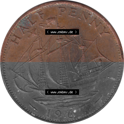 Münzen Großbritannien Umlaufmünzen Sammlung in PNG Großbritannien 1954-1970, Half Penny, Halber Pence 1967 (Stück 2), Elisabeth... Sammlung